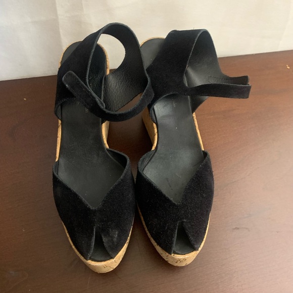 Pedro Garcia Shoes - Pedro Garcia Black Suede/Cork Wedge Size 7.5